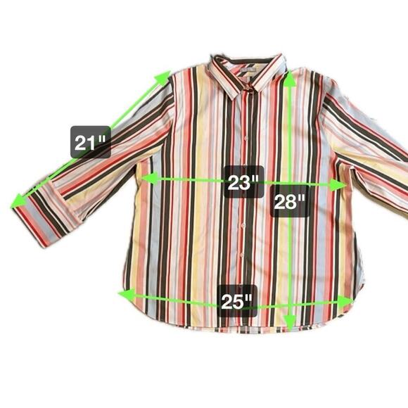 Chico’s Colorful Striped Cotton Blend No Iron Chic Stretch  Blouse Size 3 (16) - Picture 5 of 11